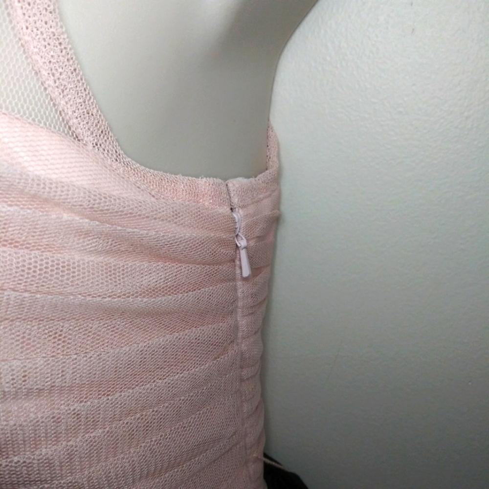 Vera Wang White Label Cameo Pink & Black Tulle Draped Special Occasion Dress - Picture 9 of 15